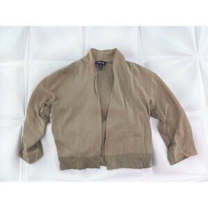Ronen Chen 1 US Sz 6 Beige Tan Silky Cropped Bolero Jacket Cardigan Knit Women s